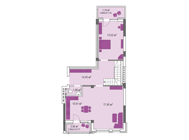 ЖК Лавандовий: планування 4-кімнатної квартири 130.67 м²