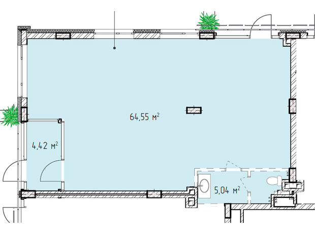 ЖК Лавандовый: планировка помощения 67.41 м²