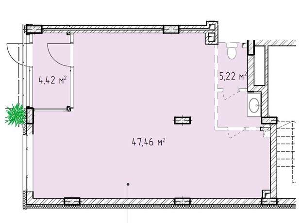 ЖК Лавандовый: планировка помощения 56.63 м²