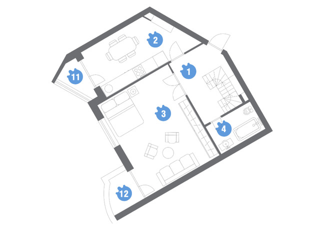 ЖК Family & Friends: планування 3-кімнатної квартири 123.28 м²