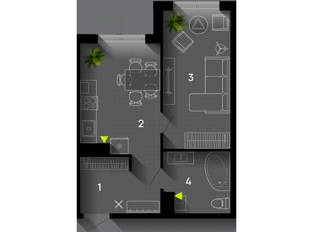 ЖК Comfort Park: планування 1-кімнатної квартири 41 м²