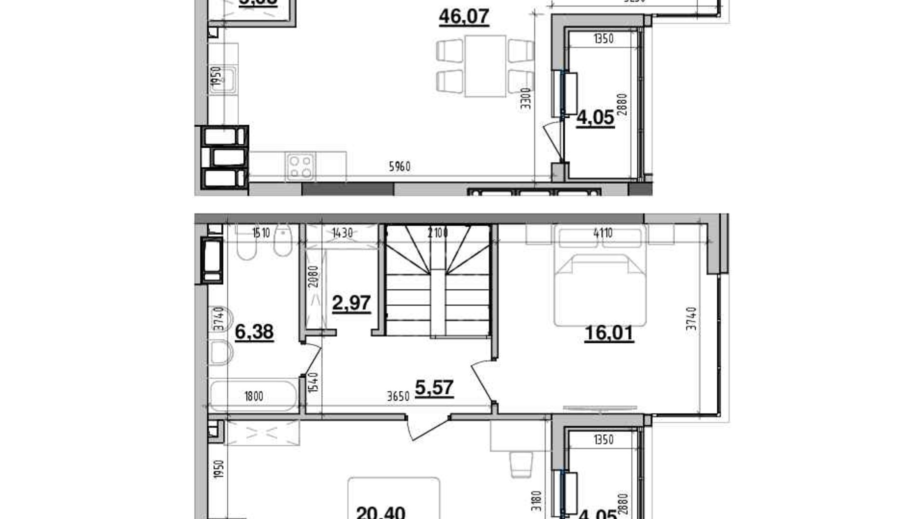 Планування багато­рівневої квартири в ЖК Maxima Residence 120.61 м², фото 589799