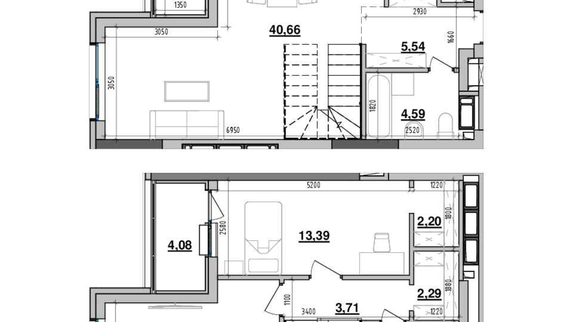 Планировка много­уровневой квартиры в ЖК Maxima Residence 102.22 м², фото 589805