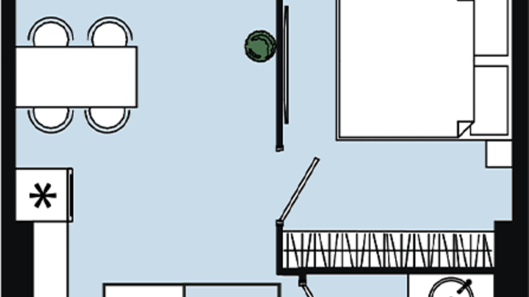 Планировка 1-комнатной квартиры в ЖК Mont Blan 38.9 м², фото 590130