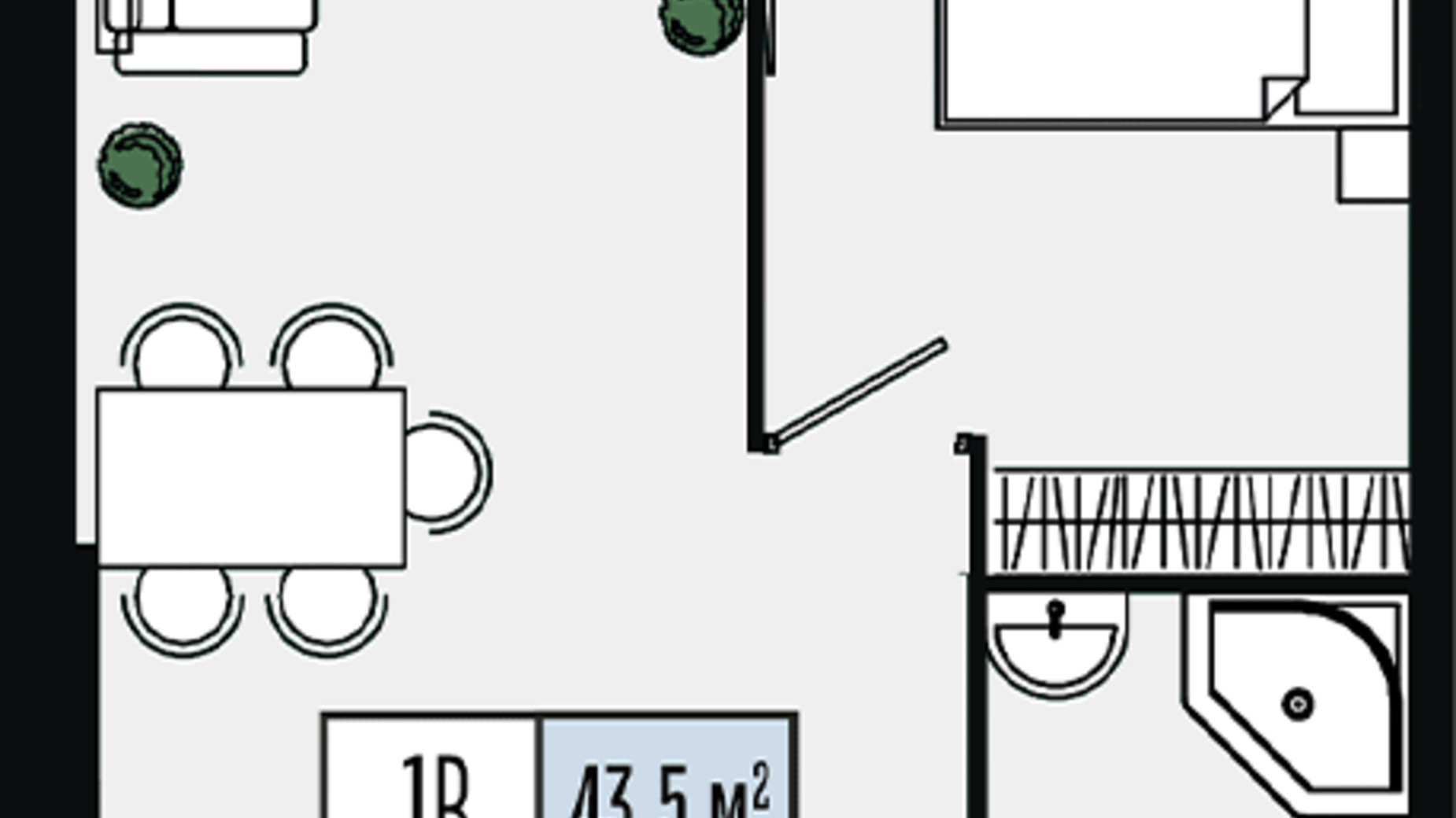 Планировка 1-комнатной квартиры в ЖК Mont Blan 43.5 м², фото 590139
