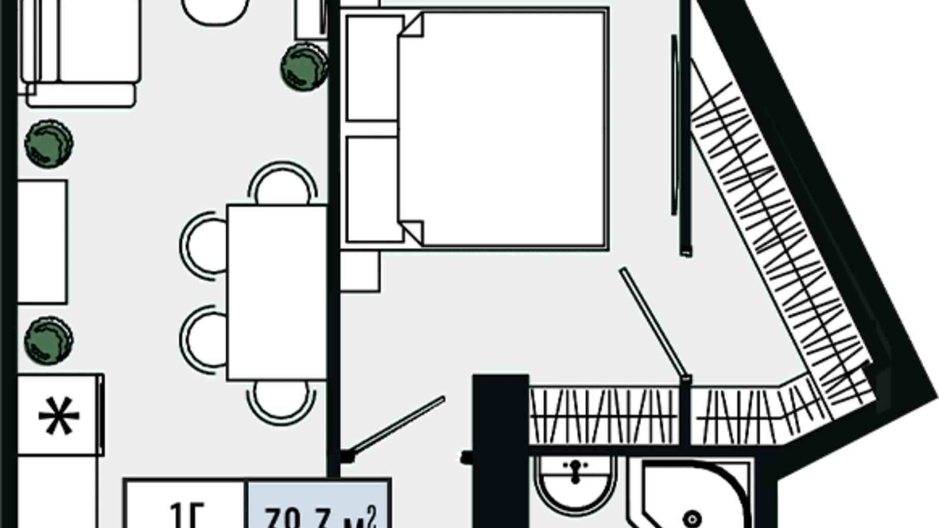 Планировка 1-комнатной квартиры в ЖК Mont Blan 38.3 м², фото 590140