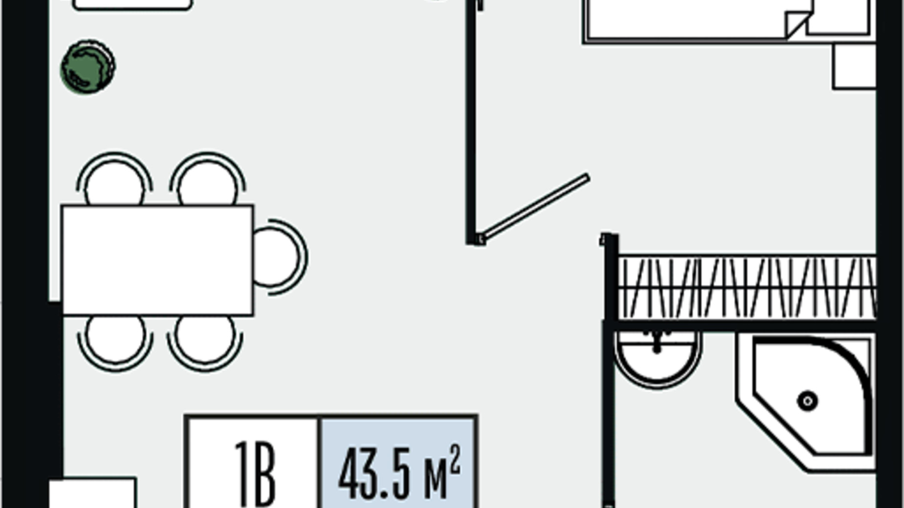 Планировка 1-комнатной квартиры в ЖК Mont Blan 43.5 м², фото 590143