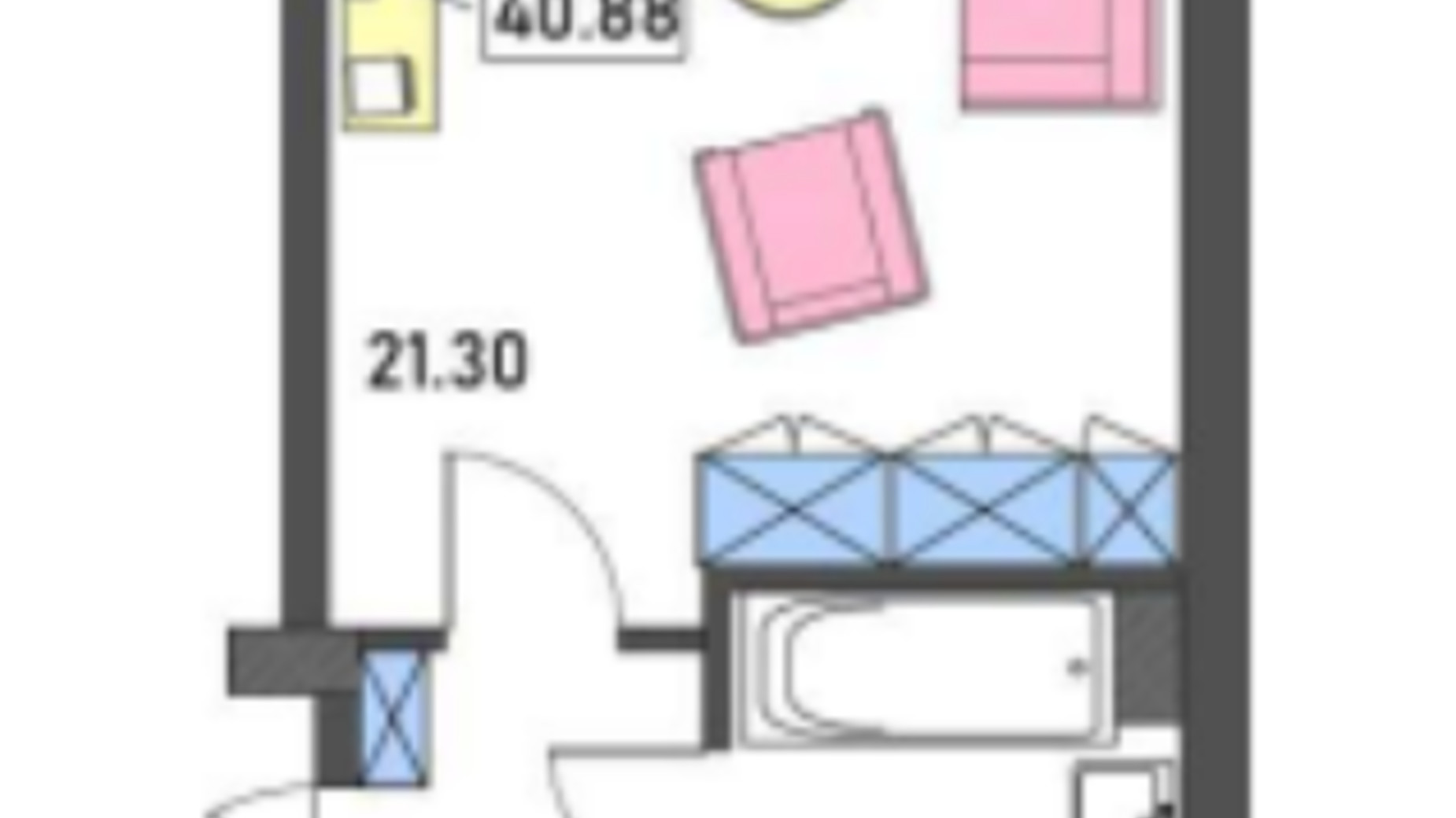 Планування 1-кімнатної квартири в ЖК Меридіан 40.9 м², фото 590420
