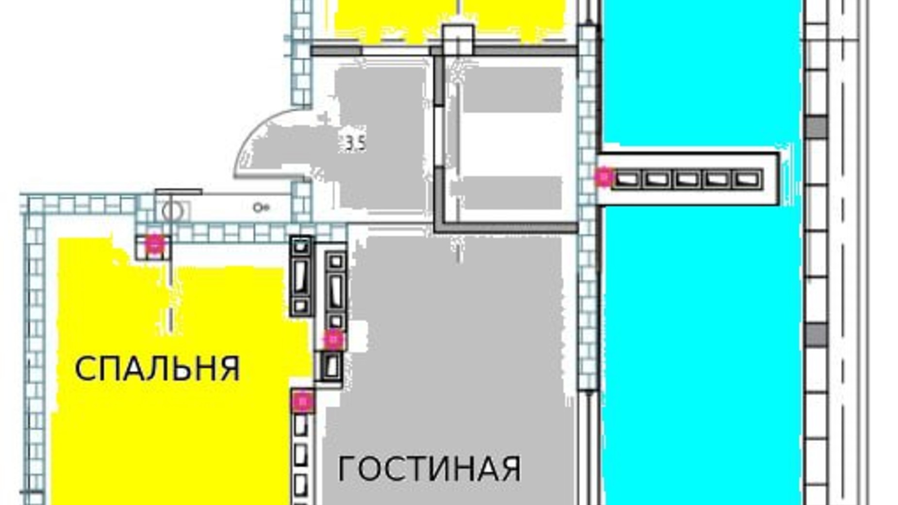 Планировка 2-комнатной квартиры в КД Graf на Педагогической 95 м², фото 590713