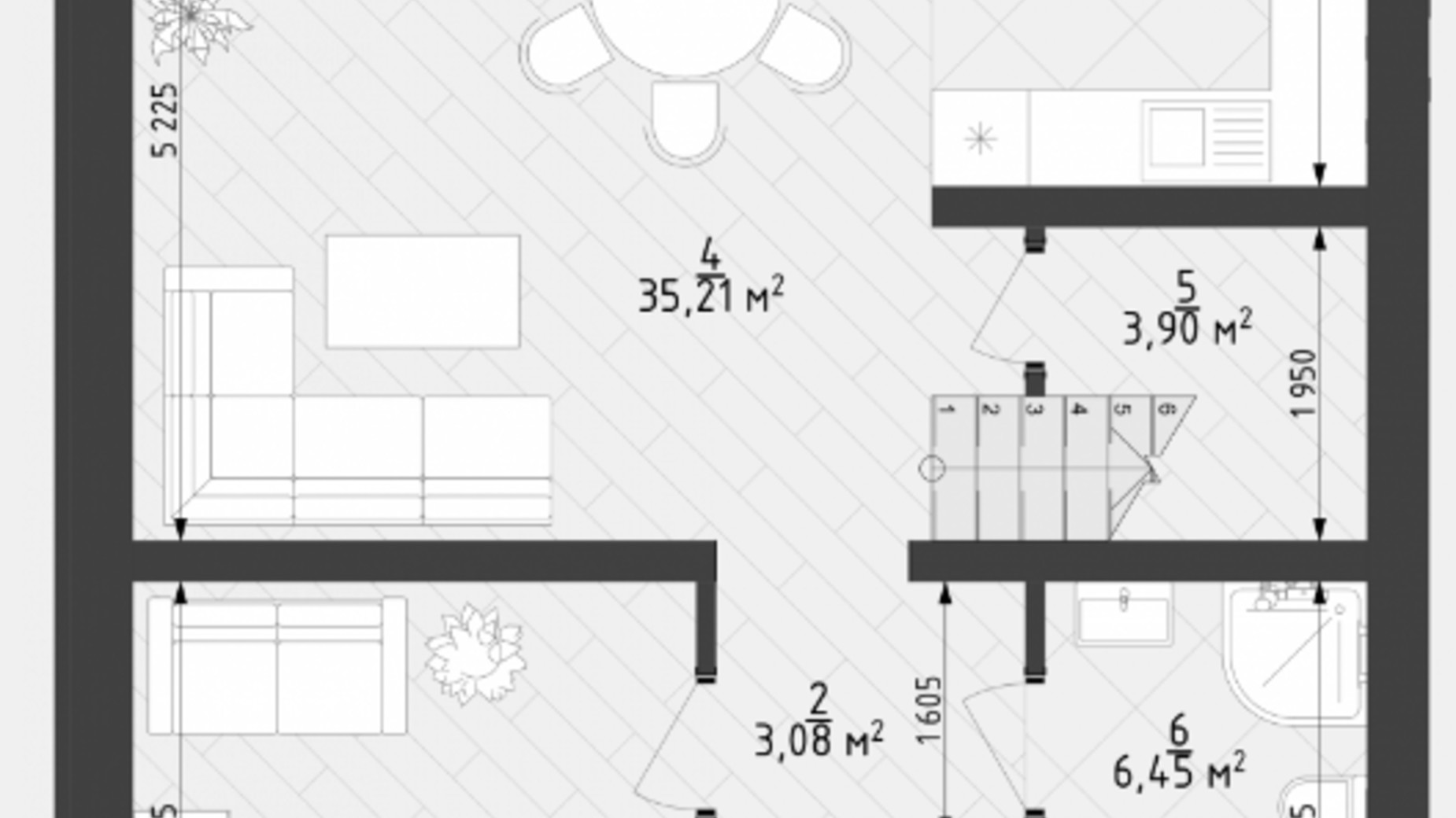 Планировка коттеджа в КГ Lagom 129 м², фото 590984