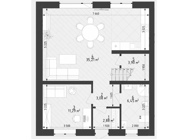 КМ Lagom: планування 4-кімнатної квартири 129 м²