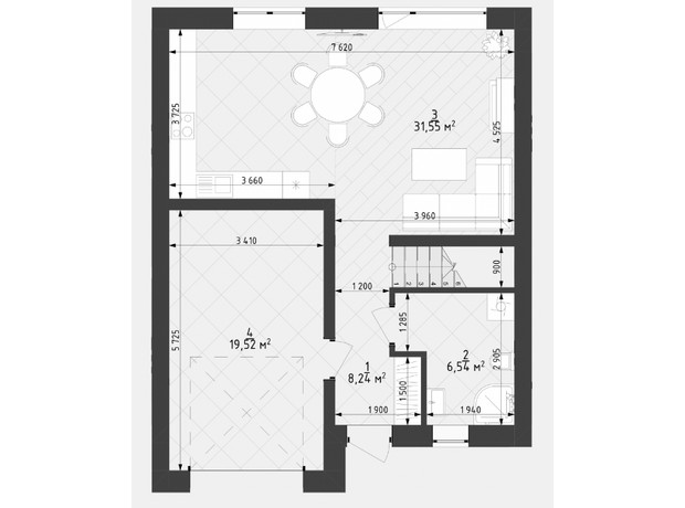 КГ Lagom: планировка 3-комнатной квартиры 129 м²