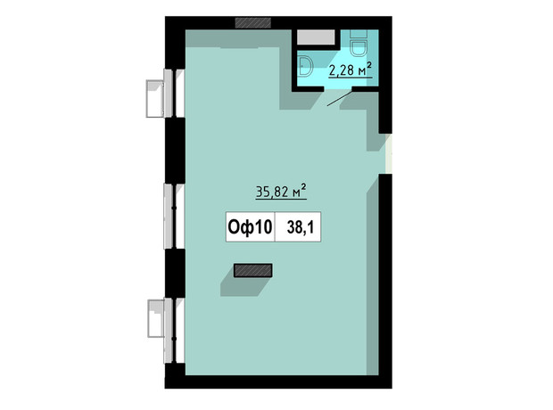 Апарт-комплекс Престиж Хол: планування приміщення 38.1 м²