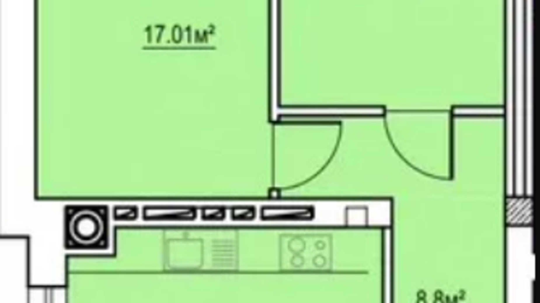 Планування 2-кімнатної квартири в ЖК Сафрон 63.17 м², фото 591442