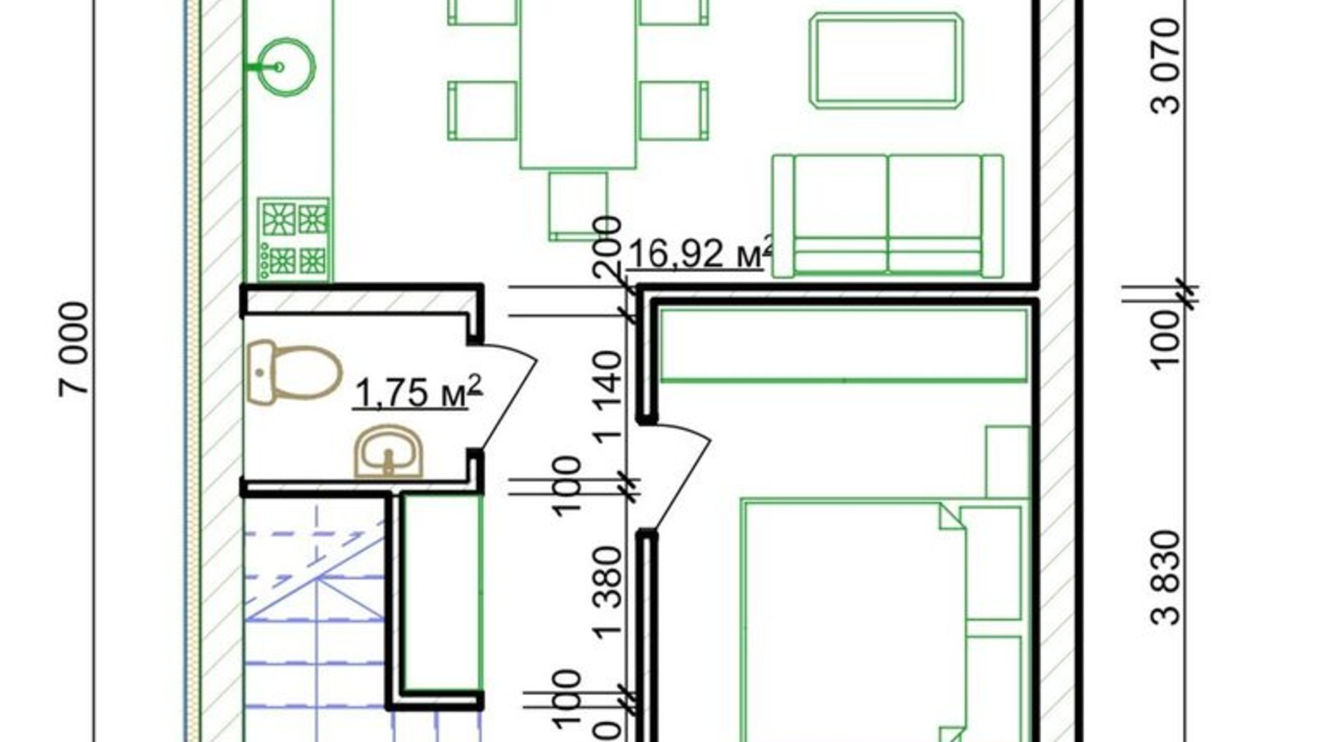 Планування таунхауса в Таунхаус Житомирський дворик 75 м², фото 592271