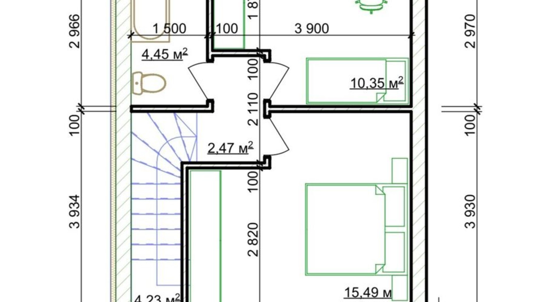 Планування таунхауса в Таунхаус Житомирський дворик 75 м², фото 592272