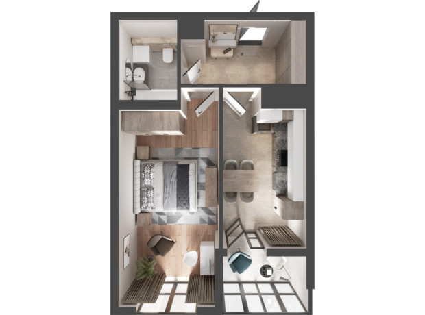 ЖК Вышневый Сад: планировка 1-комнатной квартиры 45.99 м²