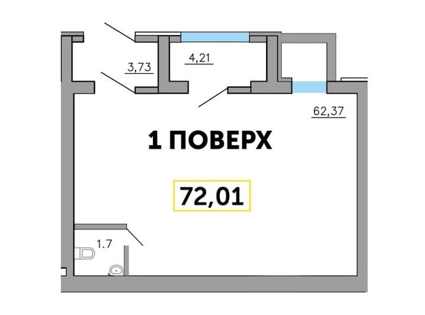 ЖК Парковый квартал 3: планировка помощения 72.01 м²