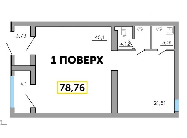 ЖК Парковый квартал 3: планировка помощения 78.76 м²