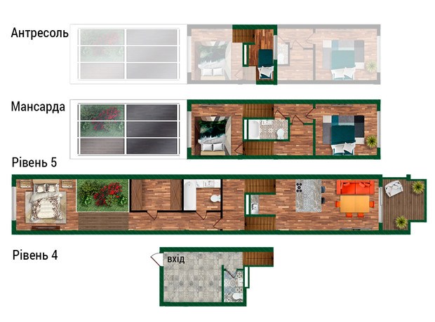 Клубный дом  Greenhouse: планировка 3-комнатной квартиры 170.2 м²