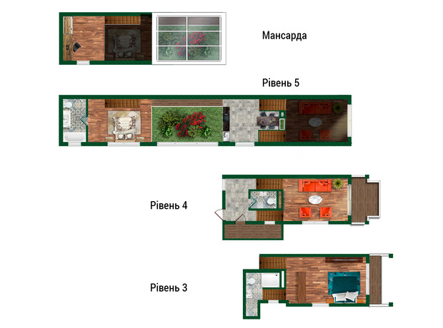 Клубный дом  Greenhouse: планировка 4-комнатной квартиры 164.2 м²
