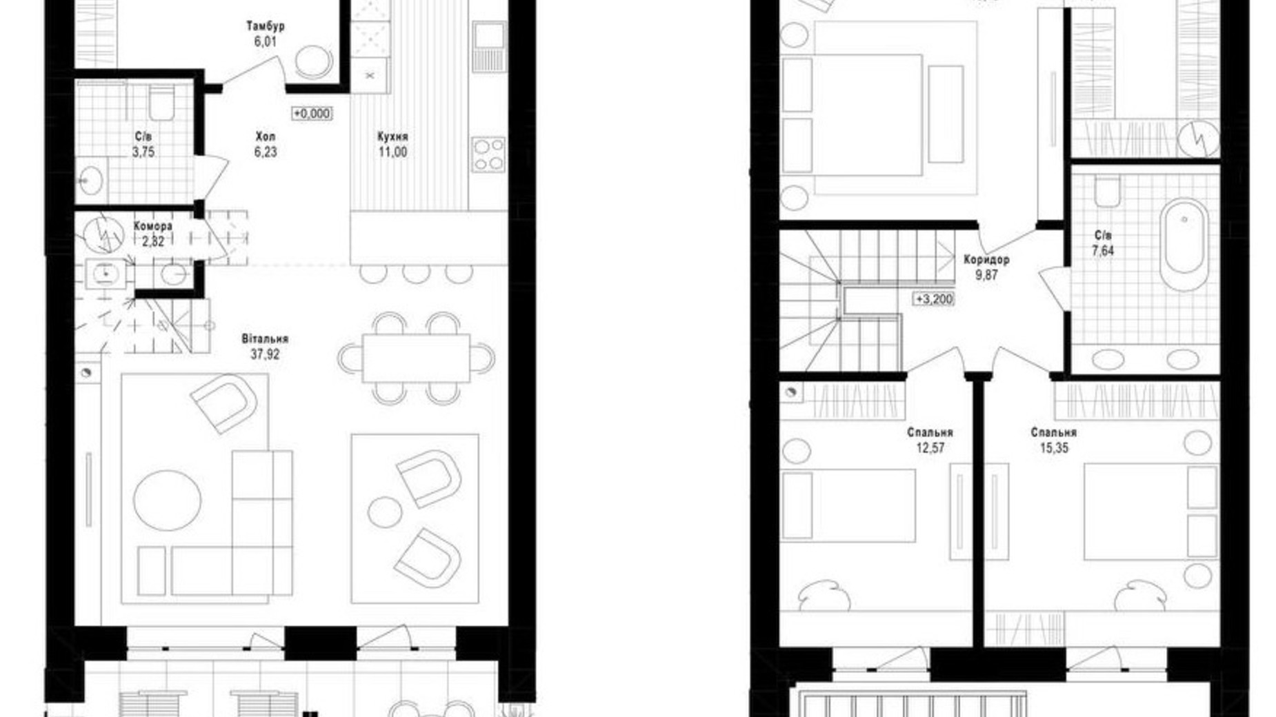 Планировка таунхауса в Таунхаус First  146 м², фото 592677