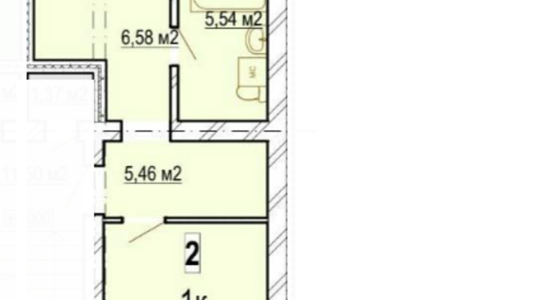 Планування 1-кімнатної квартири в ЖК Friendly 47.23 м², фото 592888
