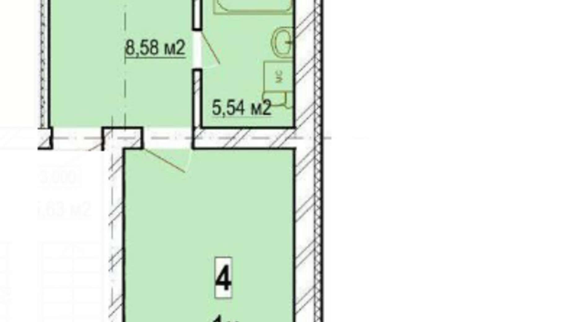 Планування 1-кімнатної квартири в ЖК Friendly 49.58 м², фото 592895