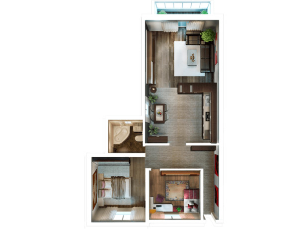 ЖК Бірюза: планування 2-кімнатної квартири 123.8 м²