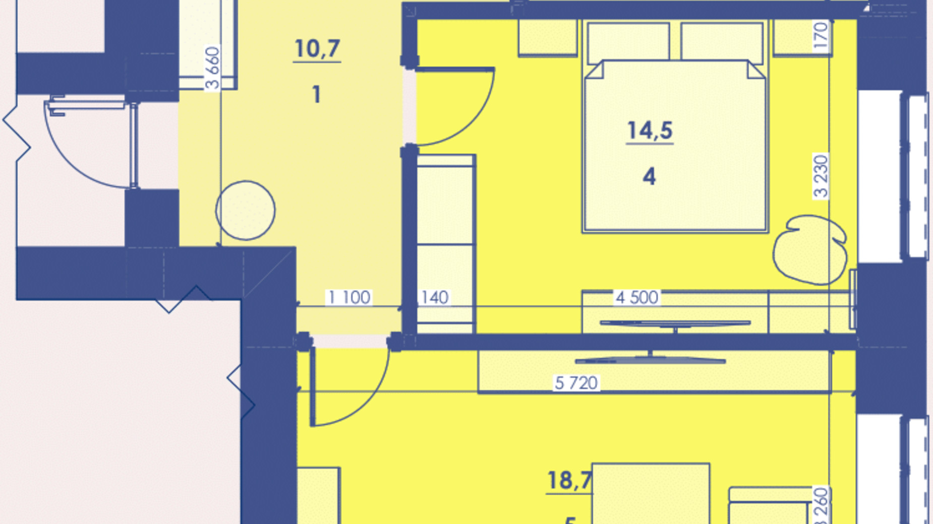 Планировка 2-комнатной квартиры в ЖК Great House 65.3 м², фото 593247