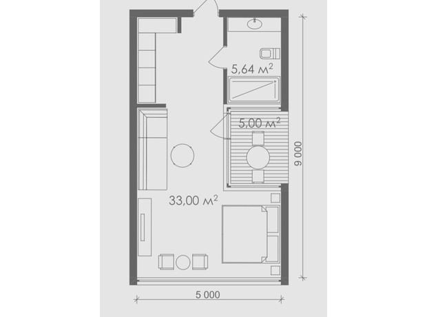 Апарт-комплекс Crystal Hills: планування 1-кімнатної квартири 40 м²