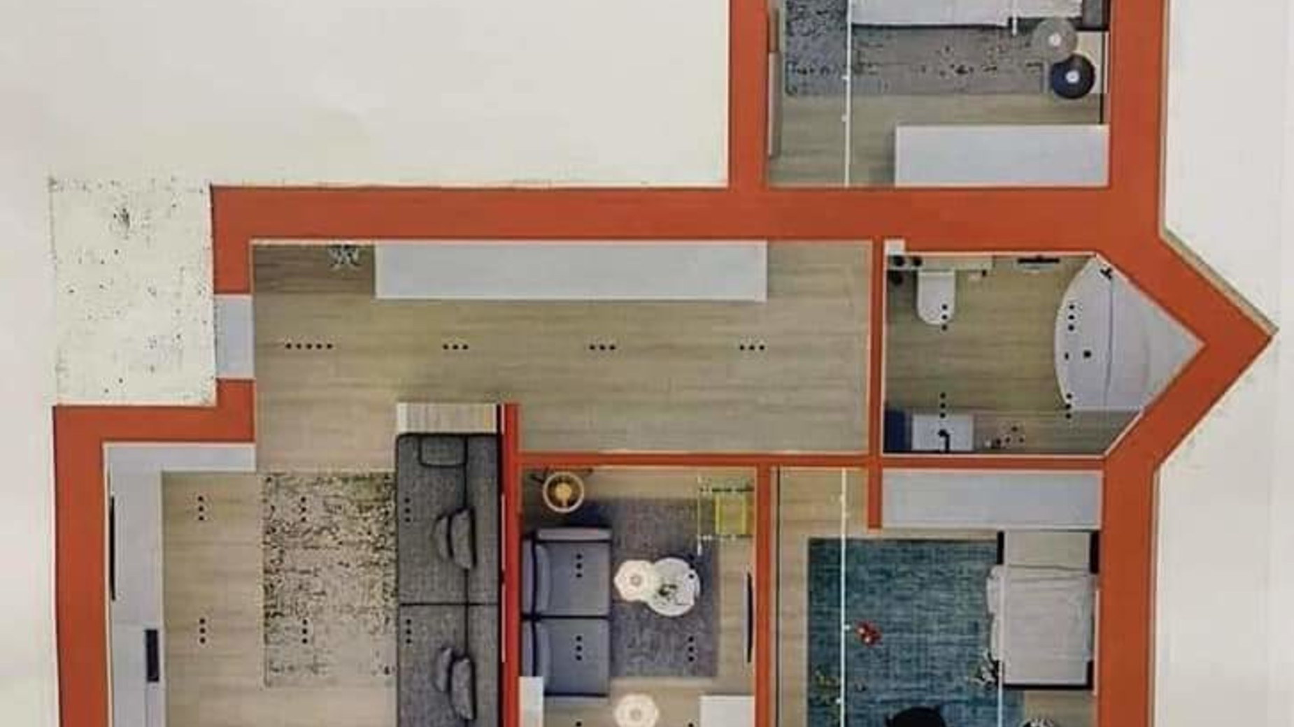 Планировка 4-комнатной квартиры в ЖБ Над рекой 102 м², фото 593363