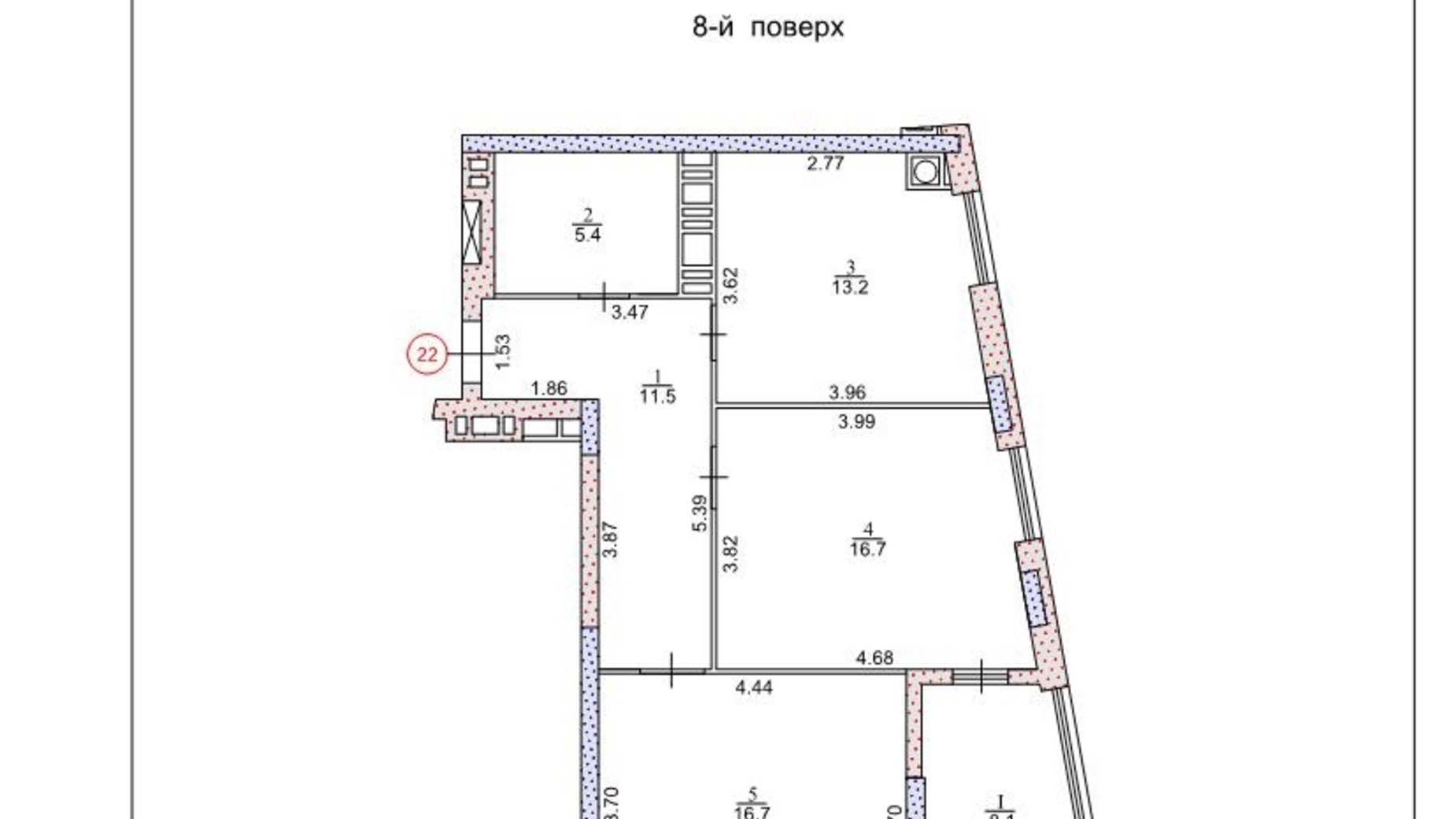 Планировка 2-комнатной квартиры в ЖК Адамант 70.7 м², фото 593680