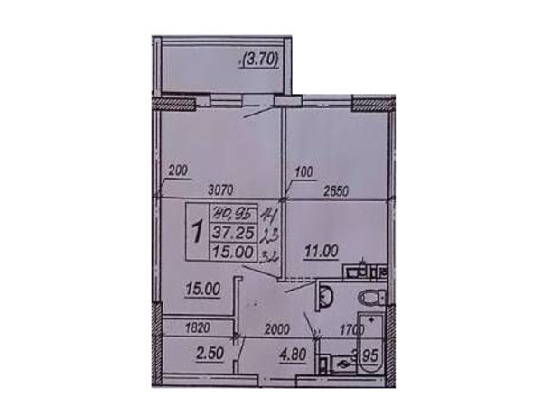 ЖК на Прохоровской: планировка 1-комнатной квартиры 40.95 м²