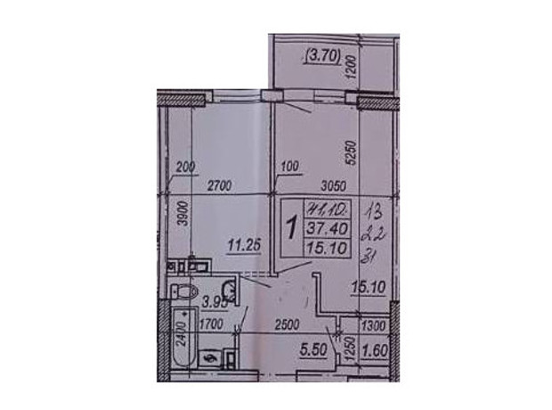 ЖК на Прохоровской: планировка 1-комнатной квартиры 41.1 м²