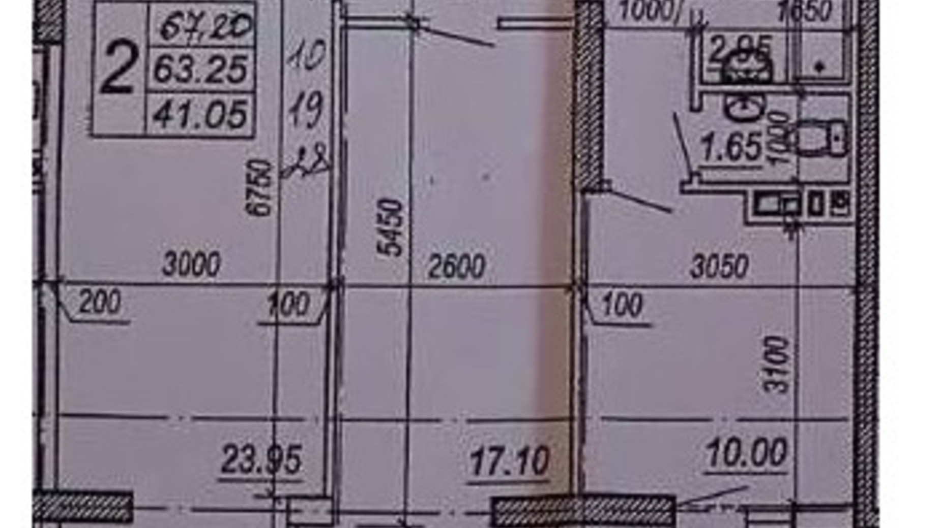 Планування 2-кімнатної квартири в ЖК на Прохоровській 67.2 м², фото 593917