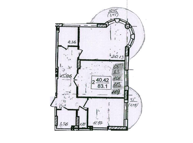 ЖК Нові Черемушки: планування 2-кімнатної квартири 82.85 м²