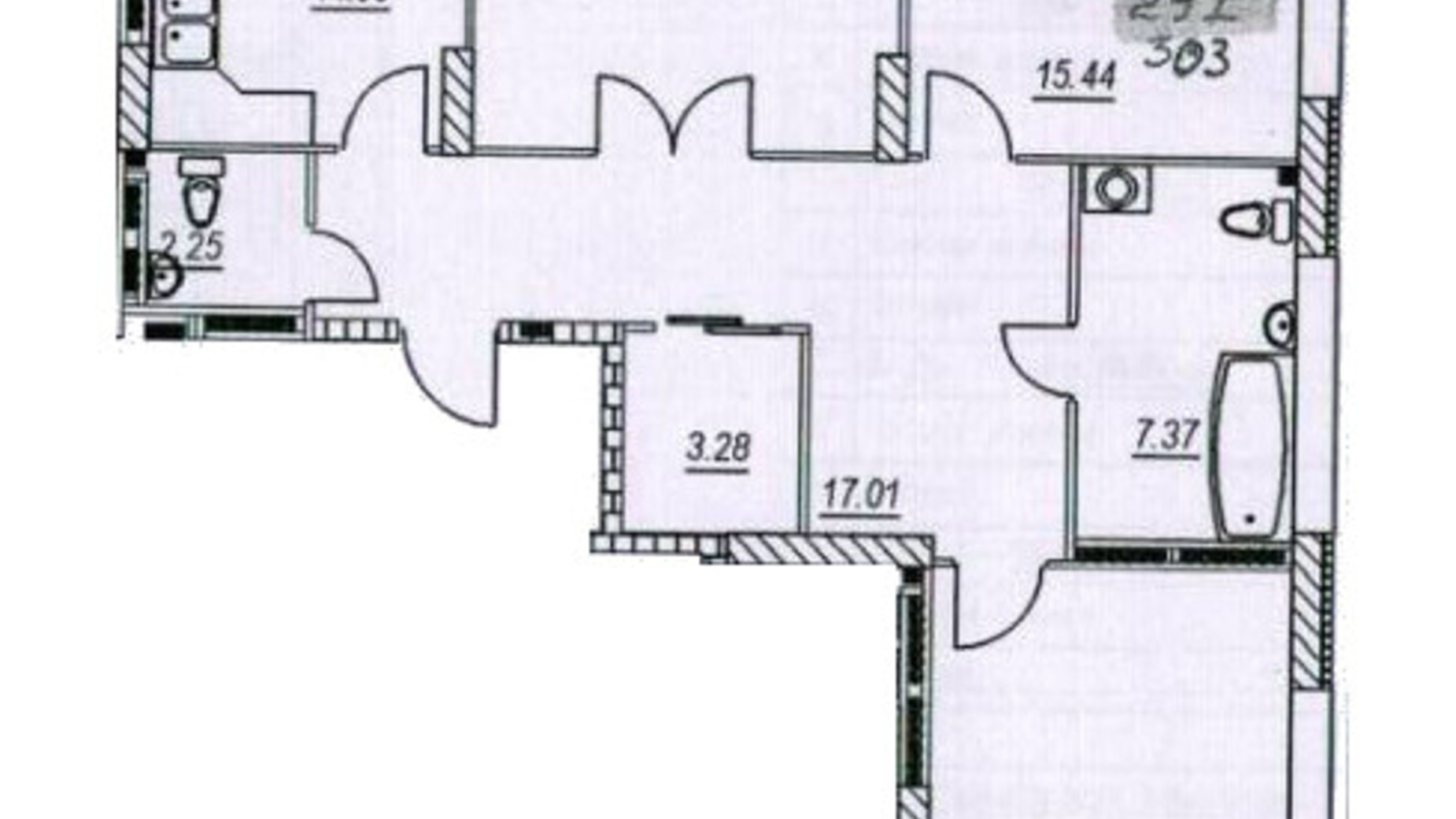 Планування 3-кімнатної квартири в ЖК Нові Черемушки 100.66 м², фото 594046