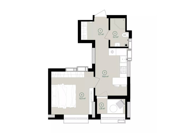 ЖК Будинок на Вавилових: планування 1-кімнатної квартири 32.5 м²