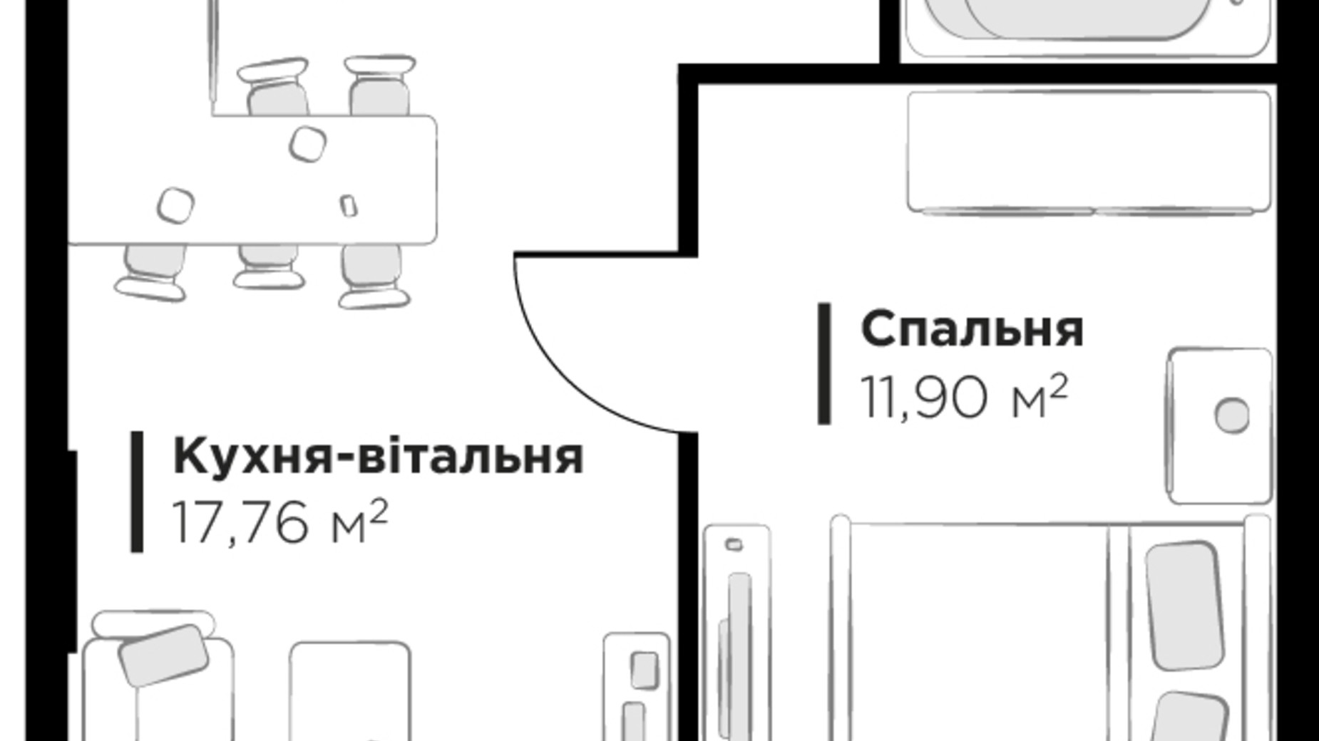 Планировка 1-комнатной квартиры в ЖК PERFECT LIFE 38.96 м², фото 594523