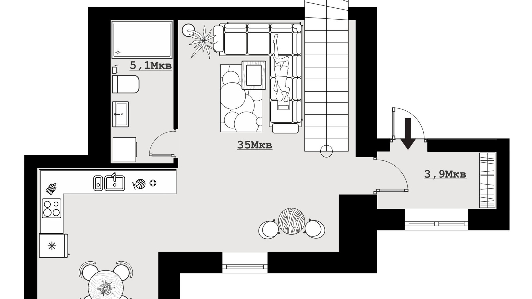 Планировка 1-комнатной квартиры в ЖК Comfort House 65.2 м², фото 594590