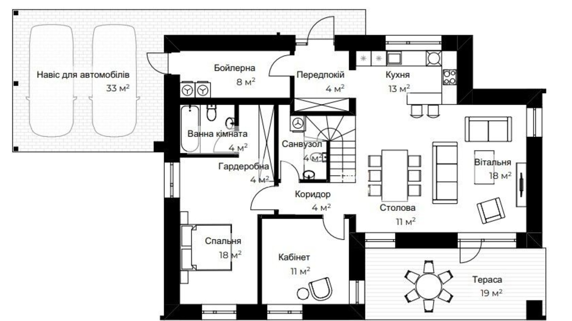 Планировка коттеджа в КГ Mulberry Homes 133 м², фото 594729