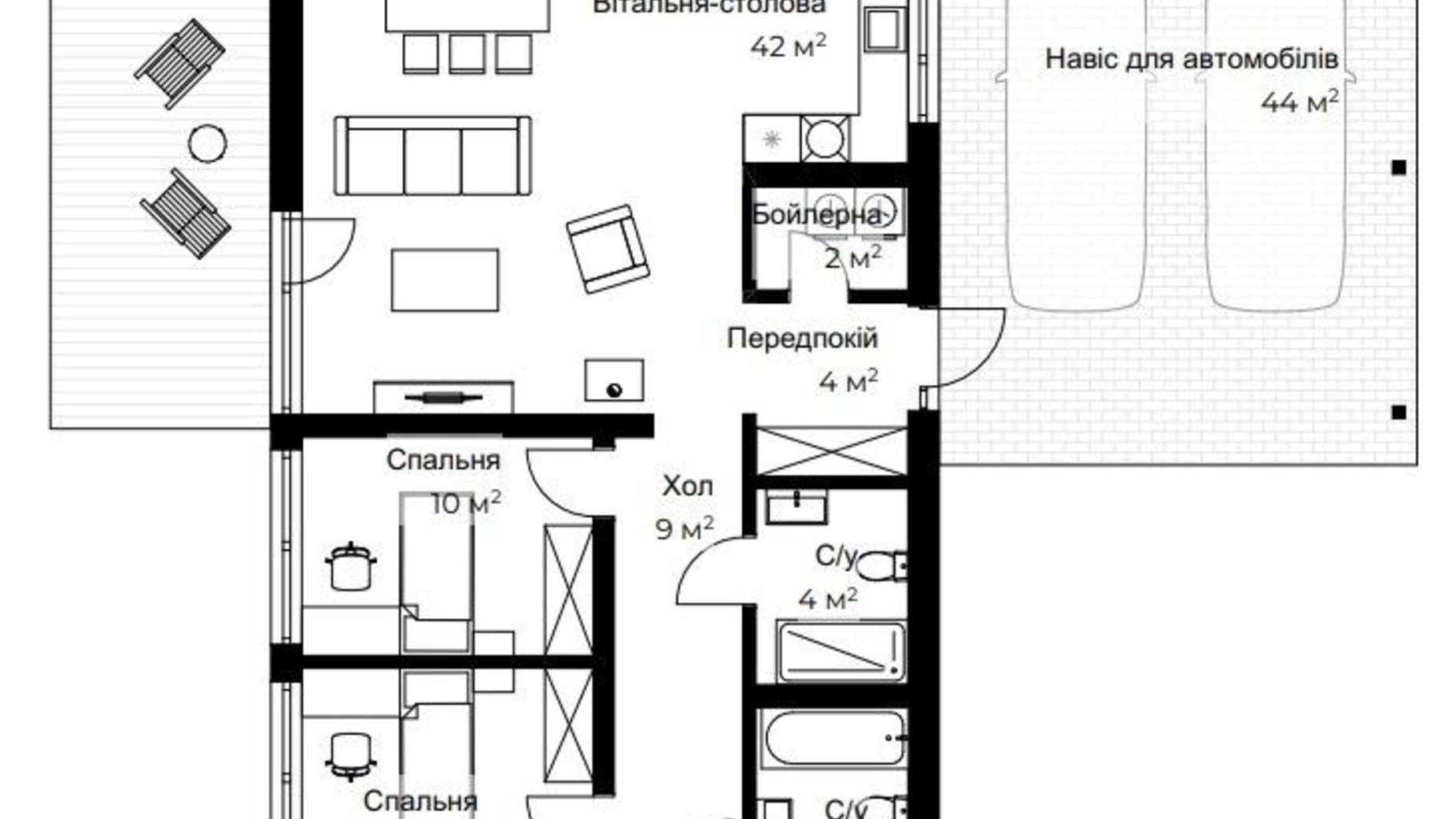 Планировка коттеджа в КГ Mulberry Homes 105 м², фото 594748