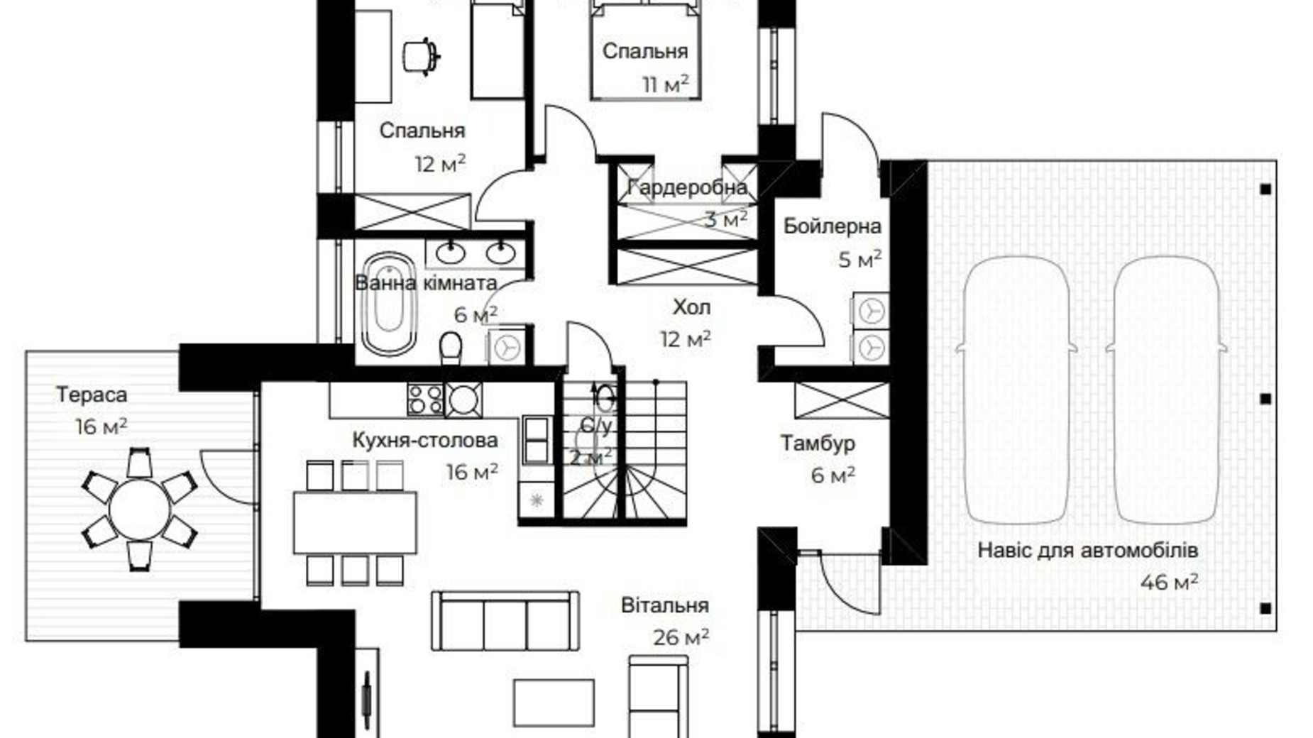 Планировка коттеджа в КГ Mulberry Homes 122 м², фото 594761