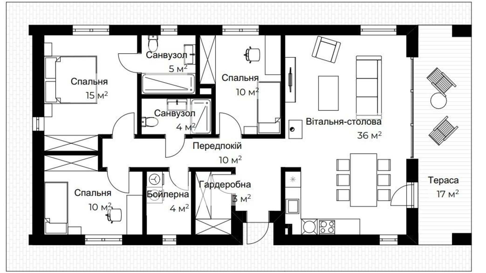 Планировка коттеджа в КГ Mulberry Homes 97 м², фото 594764