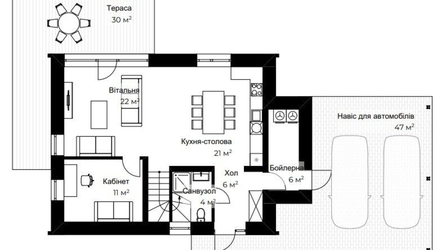 Планування котеджу в КМ Mulberry Homes 129 м², фото 594766