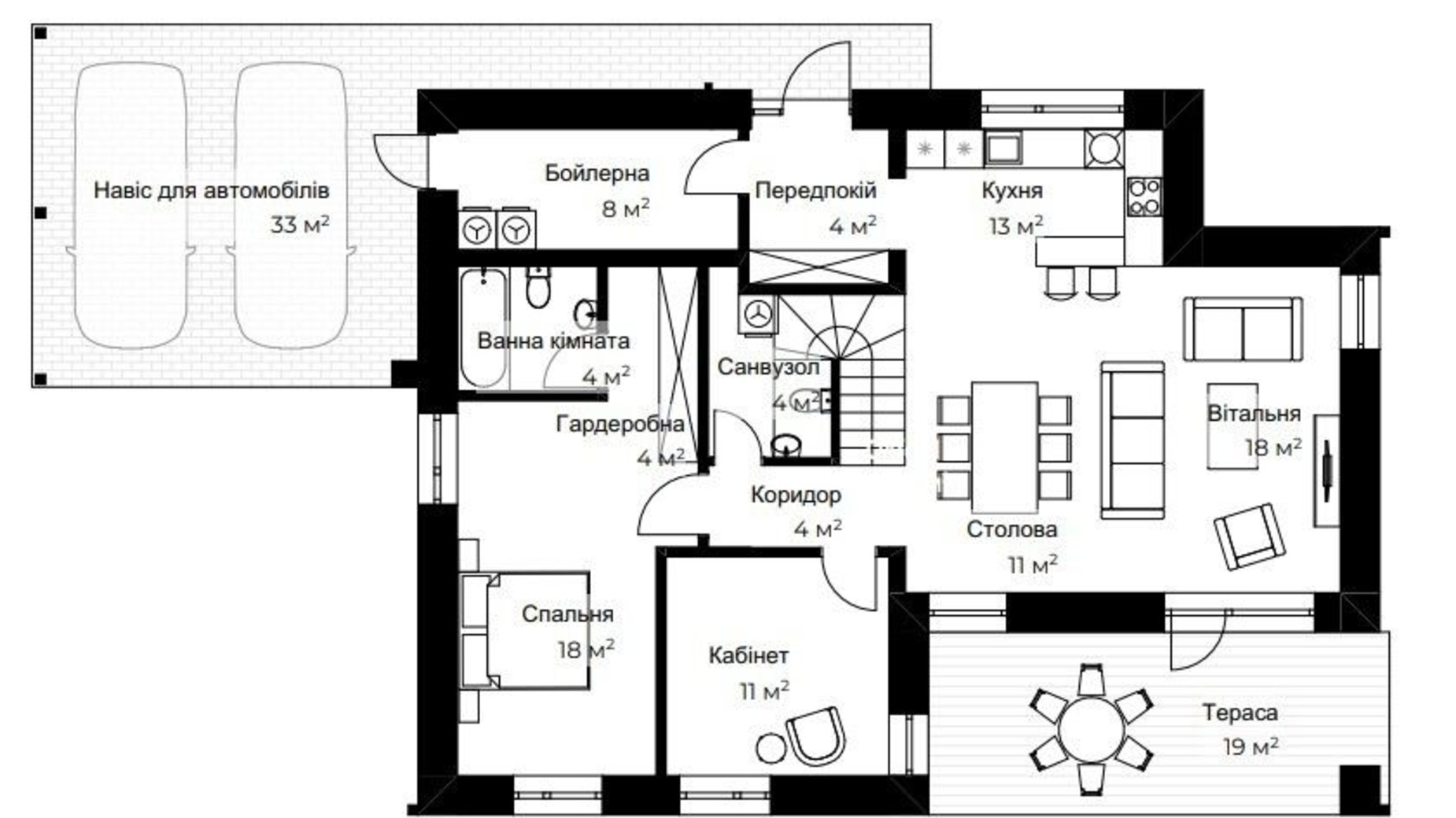 Планировка коттеджа в КГ Mulberry Homes 133 м², фото 594769