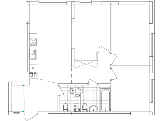 ЖК Варшавський 3: планування 3-кімнатної квартири 75.88 м²