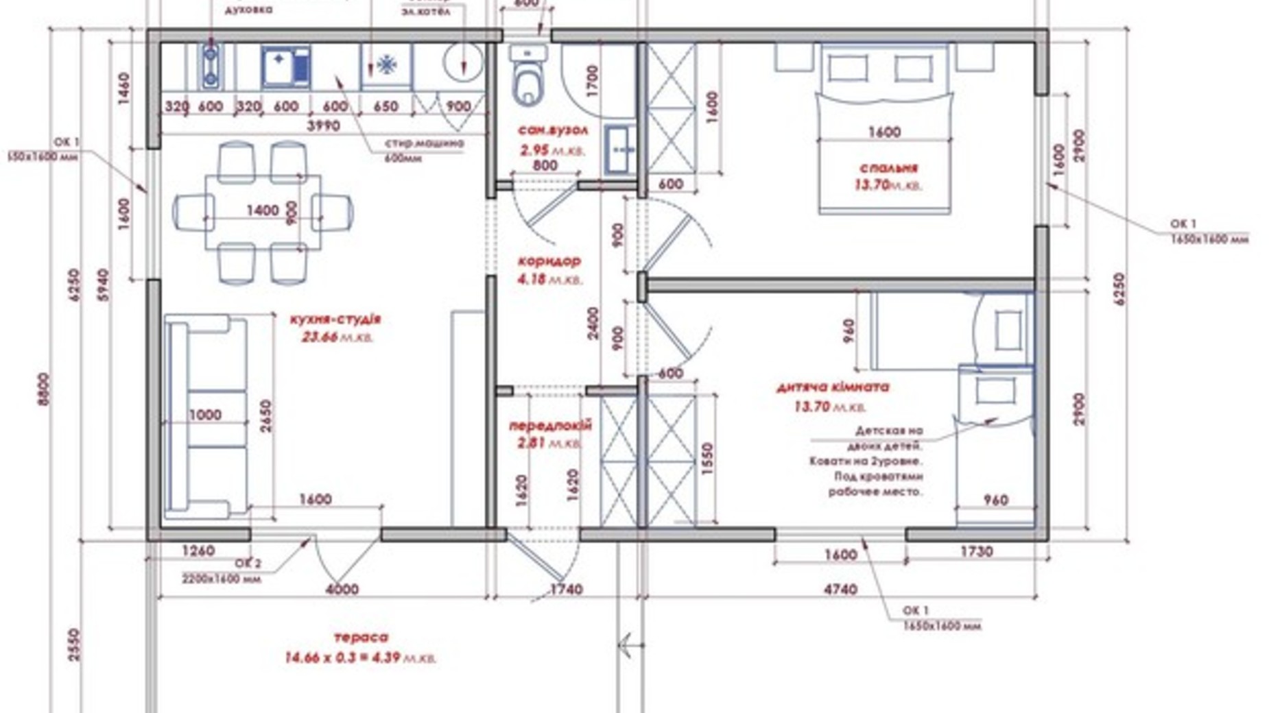 Планировка коттеджа в КГ Lagom Village 65.39 м², фото 594968