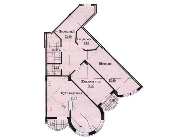 ЖК ул. Роксоланы, 16: планировка 3-комнатной квартиры 111.7 м²